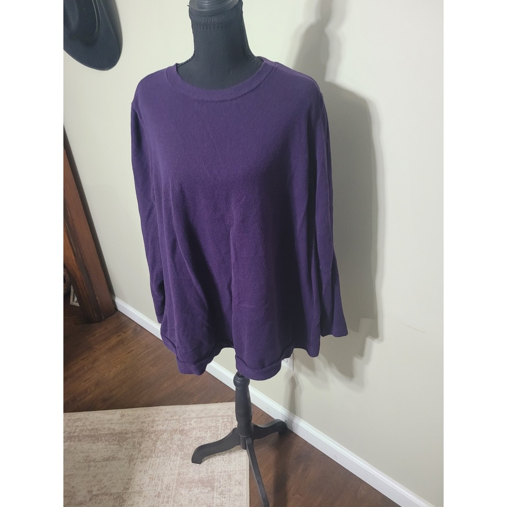 J. Jill Womens 2X Purple Crew Neck Long Sleeve Pullover Knit‎ Sweater